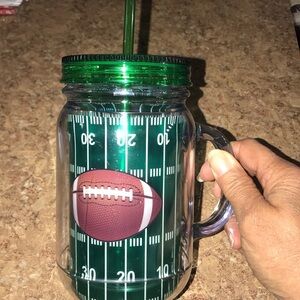 NWOT Acrylic Football Mason Sipper